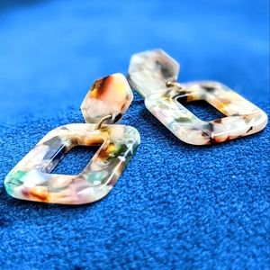 Multicolor Geometric Resin Drop Earrings